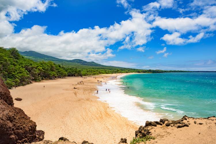 Overlooking a beach in Wailea Hawaii on a sunny day